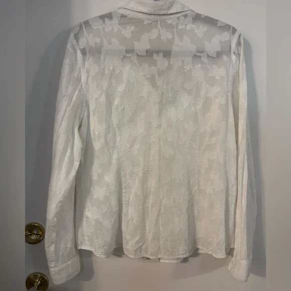 Guess White Textured Button-Down Shirt size L - Picture 4 of 5